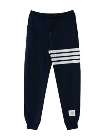 Diagonal cotton loopback sweatpants navy - THOM BROWNE - BALAAN 1