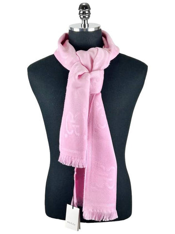 GG logo light pink wool scarf 581537 - GUCCI - BALAAN 1