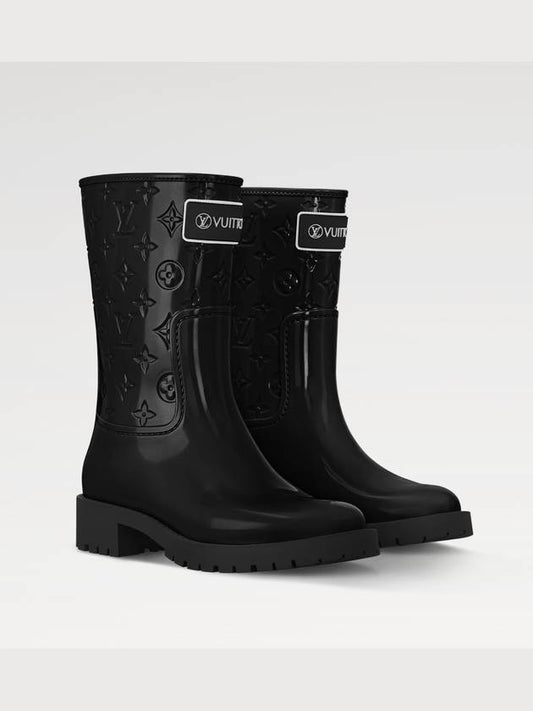 Drops Flat Half Rain Boots Black - LOUIS VUITTON - BALAAN 2