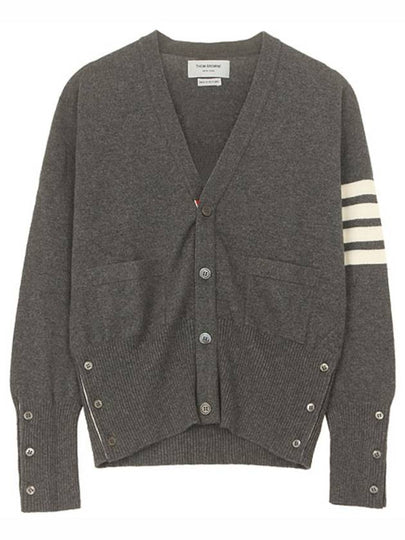 Men's Diagonal Classic Cashmere Cardigan Mid Grey - THOM BROWNE - BALAAN 2