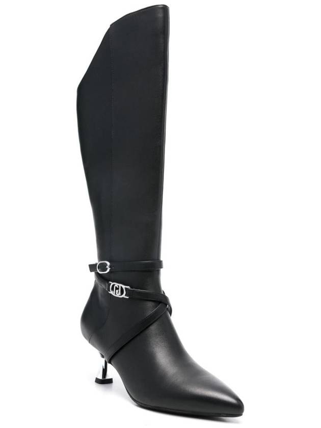 Liu Jo Black Leather Knee-High Boots With Heel - LIU JO - BALAAN 2