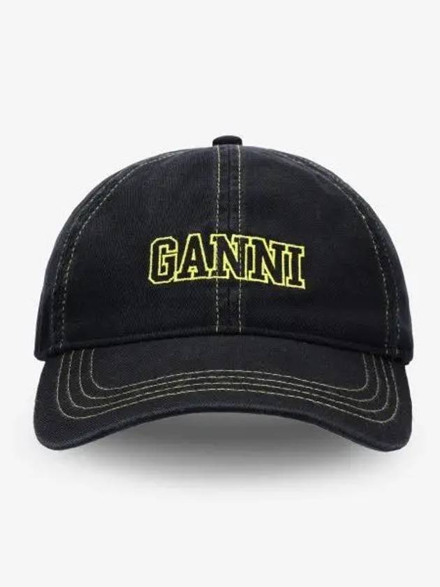 Embroidered Logo Organic Cotton Ball Cap Black - GANNI - BALAAN 2