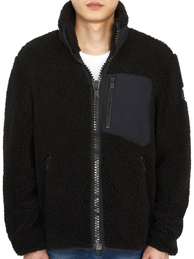 Men's Sagrek Shearling Fleece Zip-Up Jacket Black - MOOSE KNUCKLES - BALAAN 3