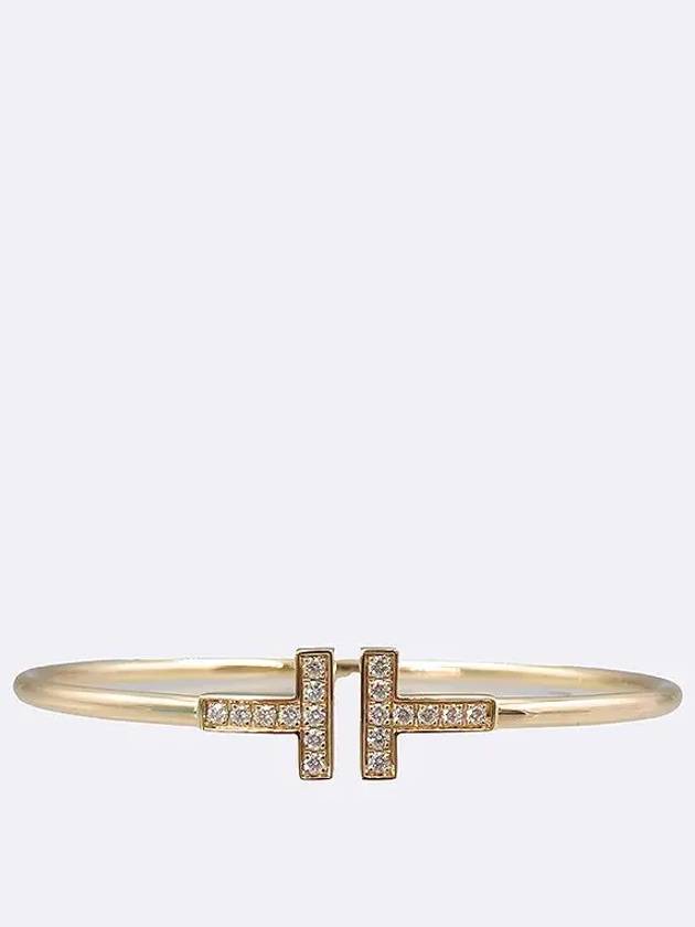 Tiffany 33263538 18K 750 Rose Gold T Narrow 18 Point Diamond Wire Bracelet - TIFFANY & CO. - BALAAN 2