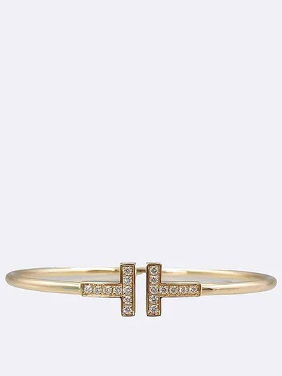 Tiffany 33263538 18K 750 Rose Gold T Narrow 18 Point Diamond Wire Bracelet - TIFFANY & CO. - BALAAN 2