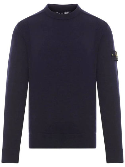 Compass Badge Crewneck Virgin Wool Knit Top Navy - STONE ISLAND - BALAAN 2