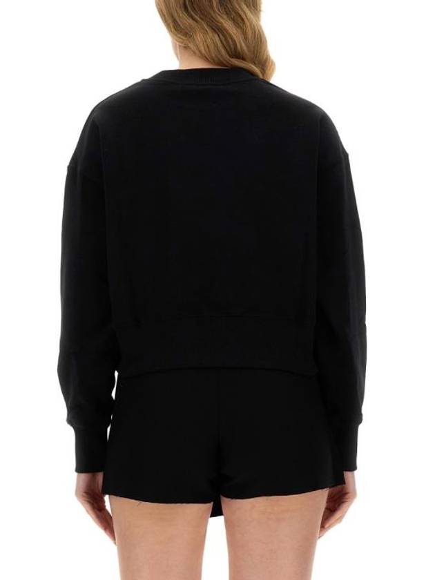 Brushed Logo Crop Cotton Sweatshirt Black - MSGM - BALAAN 4