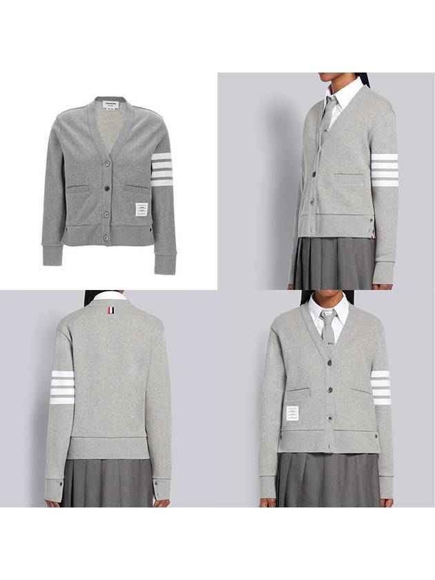 4-Bar Loopback Jersey Cardigan Light Grey - THOM BROWNE - BALAAN 7