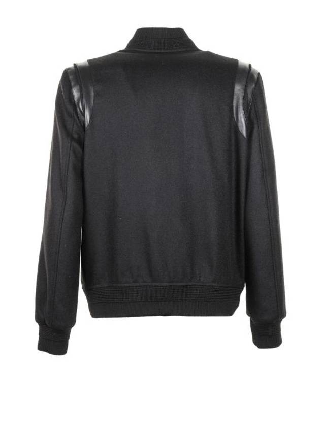 Men's Teddy Light Wool Stadium Bomber Jacket Black - SAINT LAURENT - BALAAN 4