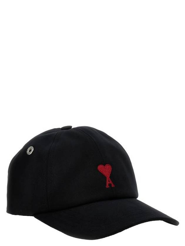 Embroidered Heart Logo Ball Cap Black - AMI - BALAAN 3