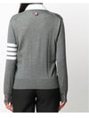 Sustainable Fine Merino Wool 4-Bar Relaxed Fit V-Neck Cardigan Medium Grey - THOM BROWNE - BALAAN 6