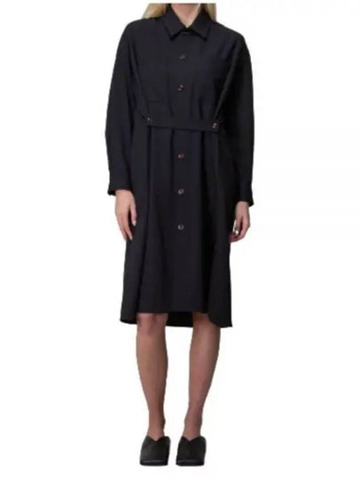 Women's Two Pocket Virgin Wool Midi Dress Squid Ink - LEMAIRE - BALAAN 2