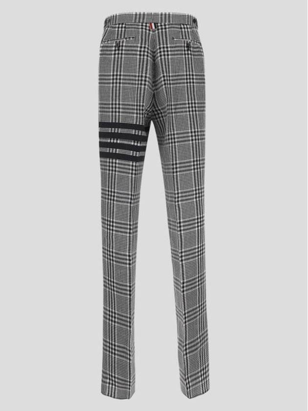 4 Bar Tartan Check Linen Slacks Grey - THOM BROWNE - BALAAN 3