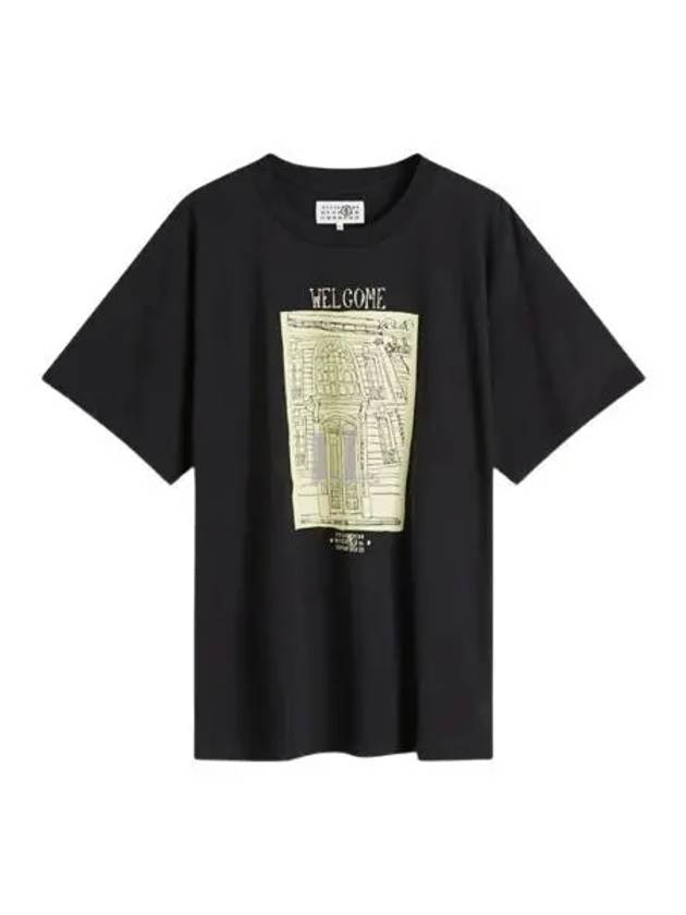 Graphic Print Short Sleeve T-Shirt Black - MAISON MARGIELA - BALAAN 2