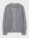 Heavy multi cable overfit sweater melange gray - NOIRER - BALAAN 2