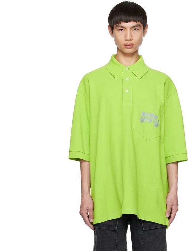 Embroidered Logo Polo Shirt Lime Green - ACNE STUDIOS - BALAAN 2