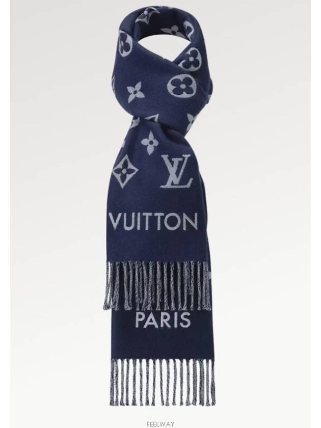 All About Monogram Wool Scarf Navy - LOUIS VUITTON - BALAAN 4