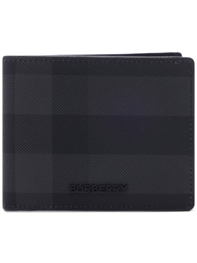 Check Polyurethane Bifold Wallet Black - BURBERRY - BALAAN 3