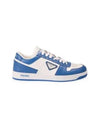 Men's Downtown Triangle Logo Leather Low Top Sneakers White Cobalt Blue - PRADA - BALAAN 2