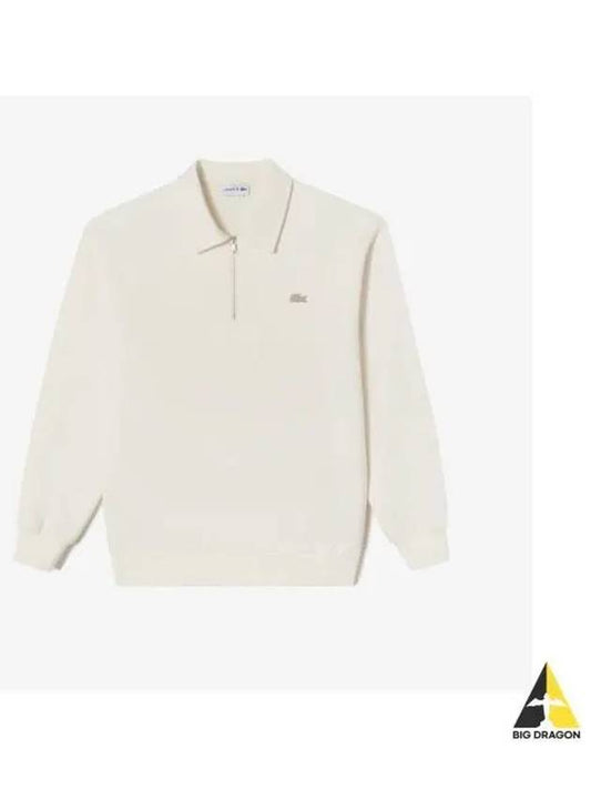 Men s Color Croc Collar Half Zip Up T Shirt Cream - LACOSTE - BALAAN 1