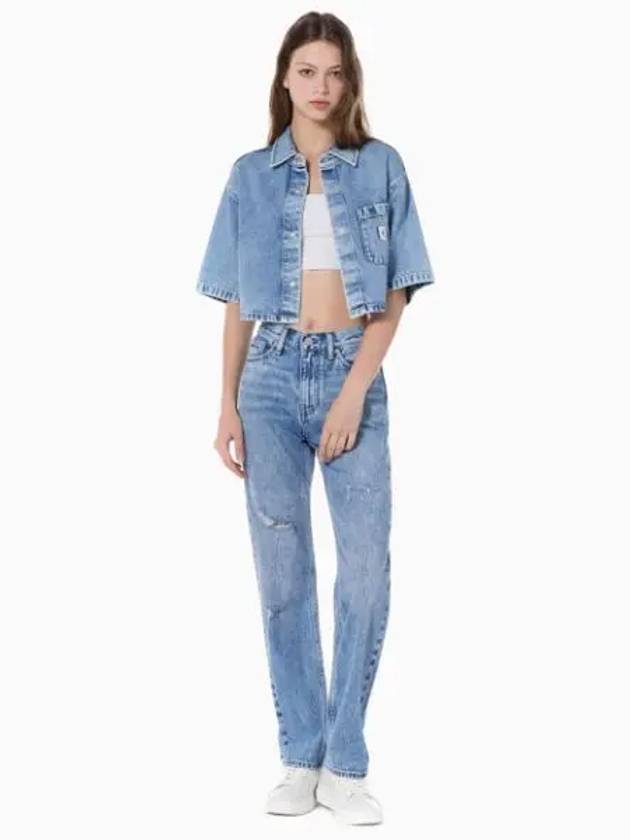 JEANS Women s Light Blue High Rise Straight Fit Denim J223952 1AA - CALVIN KLEIN - BALAAN 2