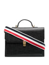 Pebble Grain Leather Tote Bag Black - THOM BROWNE - BALAAN 7