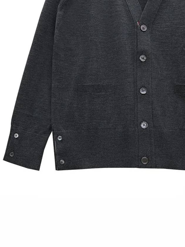 Men's Sustainable Classic Diagonal Wool Cardigan Medium Grey - THOM BROWNE - BALAAN 5