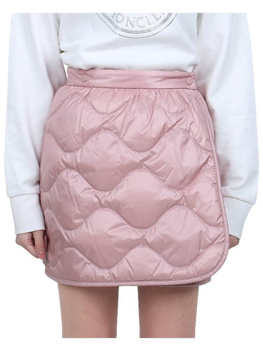 Women's Logo Patch Quilted A-Line Skirt Pink - MONCLER - 2
