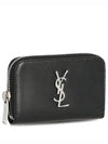 Monogram Zipper Silver Card Wallet Black - SAINT LAURENT - BALAAN 2