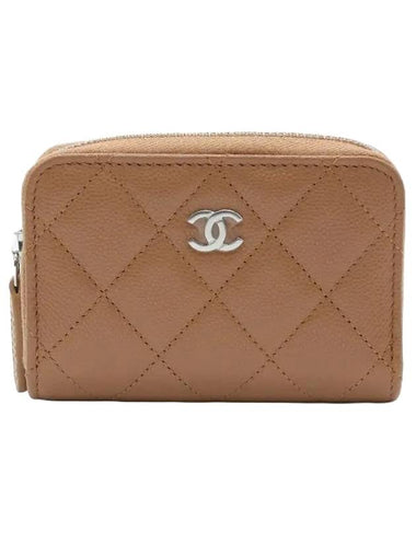 Silver Logo Zipper Caviar Card Wallet Camel - CHANEL - BALAAN 1