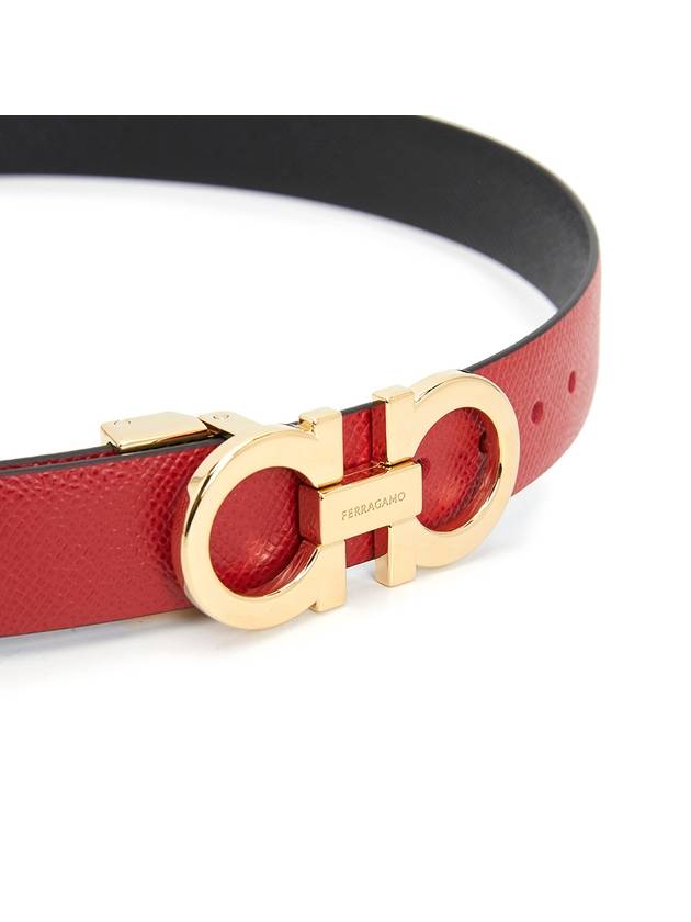 Reversible Gancini Leather Belt Black Lipstick Red - SALVATORE FERRAGAMO - BALAAN 7