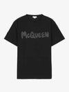 Graffiti Logo Print Short Sleeve T-Shirt Grey Black - ALEXANDER MCQUEEN - BALAAN 2