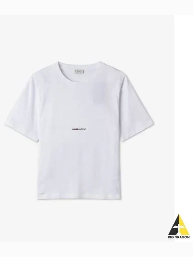 Rive Gauche Short Sleeve T-Shirt White - SAINT LAURENT - BALAAN 2