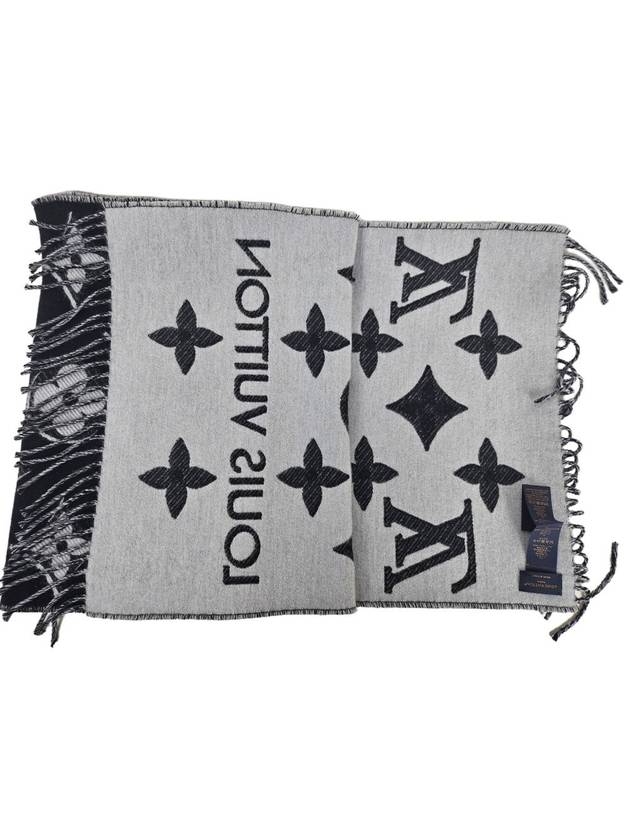 LV Essential Monogram Shine Wool Scarf Black - LOUIS VUITTON - BALAAN 7