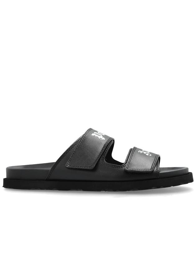 Palm Angels Leather Slides With Logo, Women's, Black - PALM ANGELS - BALAAN 1