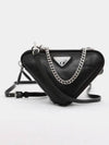 Triangle Logo Leather Mini Pouch Bag Black - PRADA - BALAAN 2