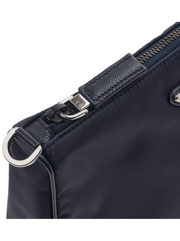 Re-Nylon Saffiano Leather Shoulder Bag Navy - PRADA - BALAAN 10