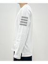 4-Bar Striped Cotton Long Sleeve T-Shirt White - THOM BROWNE - BALAAN 4