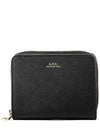 Emmanuelle Saffiano Compact Half Wallet Black - A.P.C. - BALAAN 2