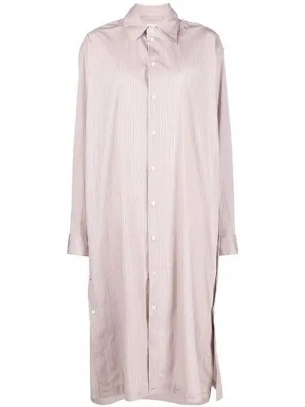 Women's Playful Striped Shirt Midi Dress Rose Beige - LEMAIRE - BALAAN 2