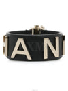 Gabrielle black gold logo leather bracelet bangle - CHANEL - BALAAN 3