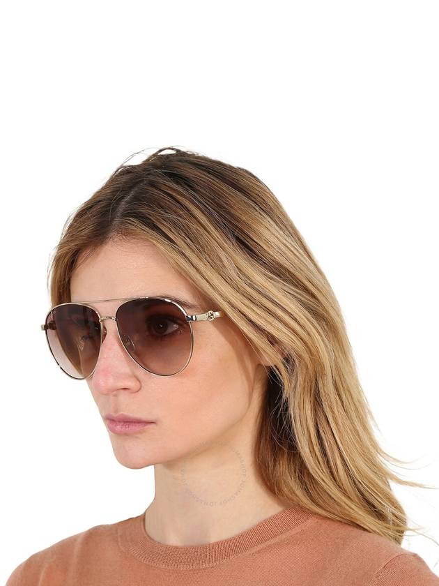 Eyewear Double Bridge Aviator Sunglasses Brown - GUCCI - BALAAN 3