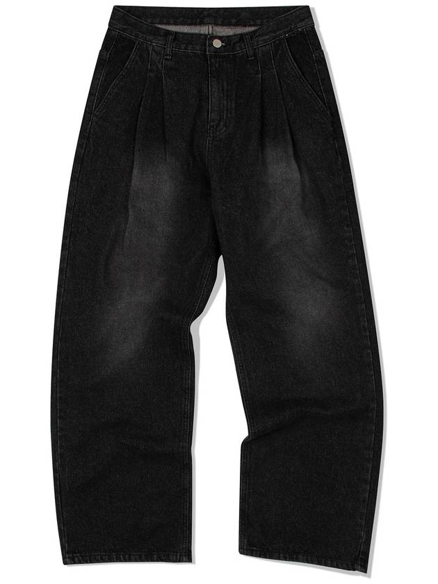 Two Tuck Wide Denim Pants Black - DE GRAND MATIN - BALAAN 3