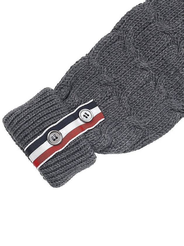 Merino Crisscross Cable Stitch Crewneck Knit Top Grey - THOM BROWNE - BALAAN 7