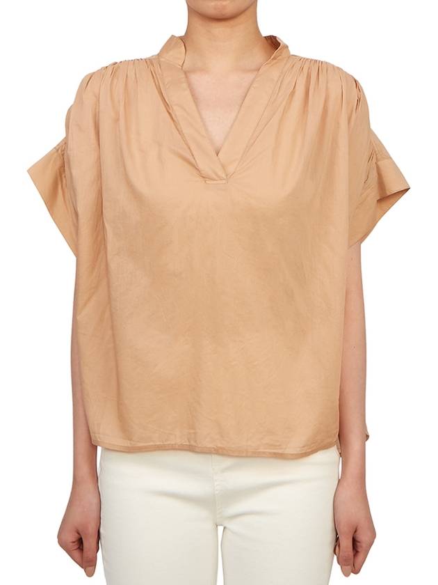 Women's Cory Short Sleeve Blouse Beige Brown - VANESSA BRUNO - BALAAN 2