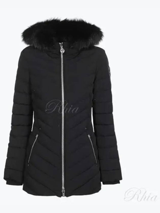 Women's Roselan Hooded Padded Black Fur Black - MOOSE KNUCKLES - BALAAN 2