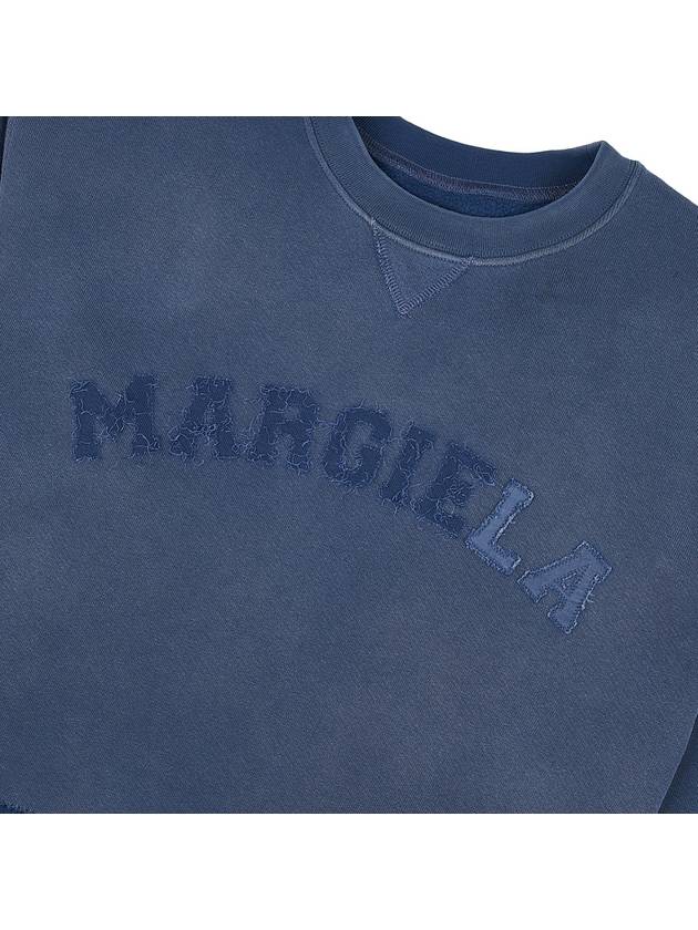 Logo Vintage Cropped Cotton Long Sleeve T-Shirt Blue - MAISON MARGIELA - BALAAN 7