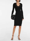 Gold Chain Detail Cashmere Long Sleeve Midi Dress Black - BOTTEGA VENETA - BALAAN 3