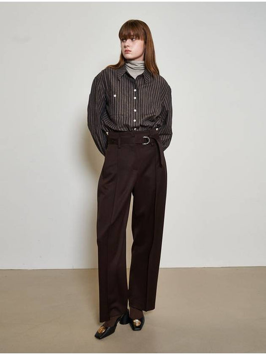 Belted Pintuck Cocoon Pants Brown - MU:ARVO - BALAAN 1