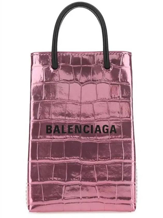 crocodile metallic mini bag pink - BALENCIAGA - BALAAN.